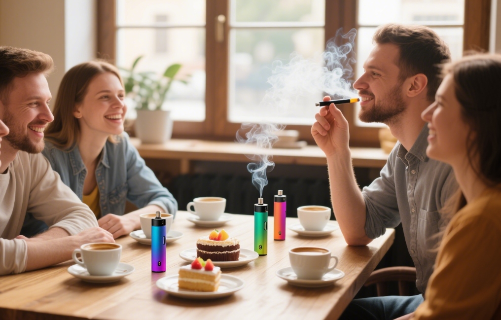 Kávové setkání s přáteli a radost z vapingu